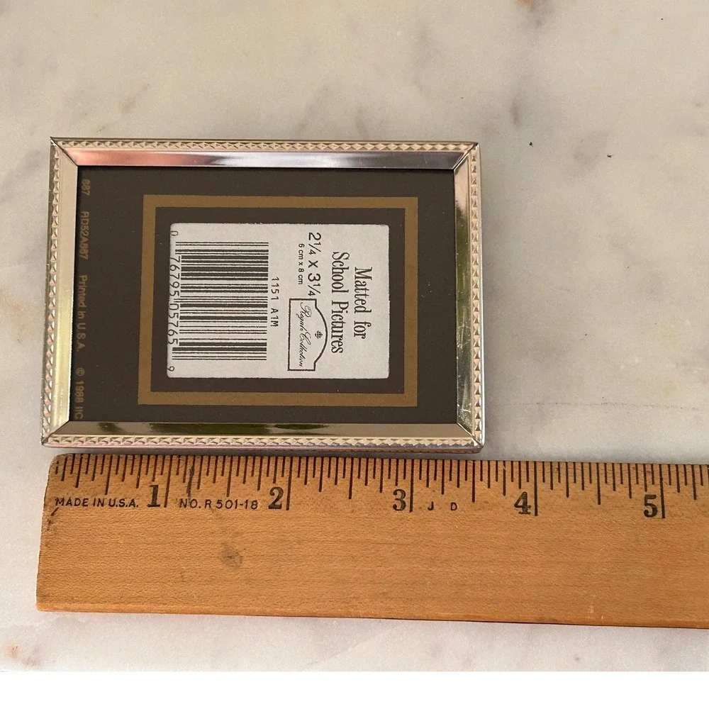 Vintage Intercraft Royale Collection Brass Metal Beaded Photo Frame 2.25x3.25